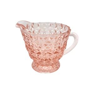 Vintage Jeannette Glass Pink Depression Glass Buttons & Bows Creamer Pitcher
